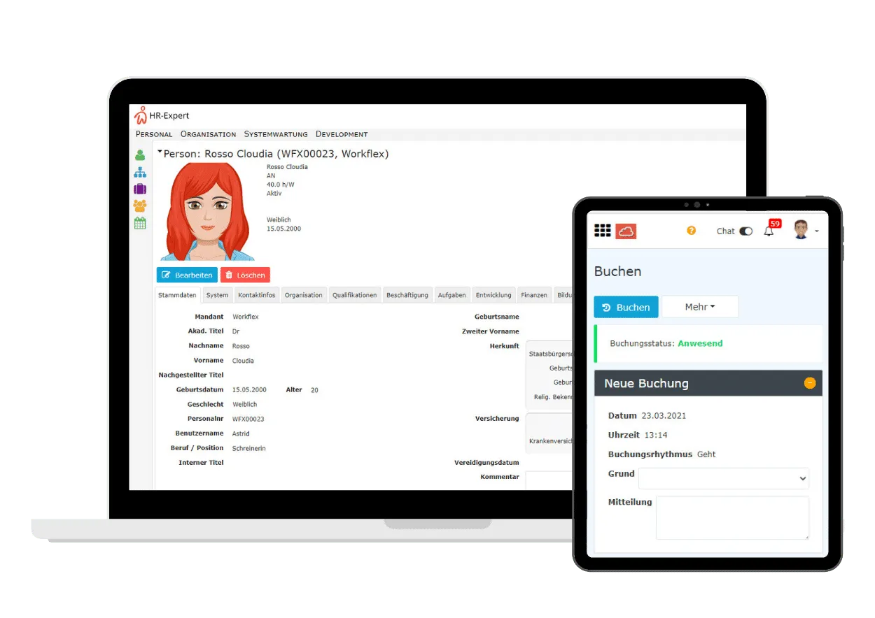 Einblick in Personalwolke HR Software mittels Mockup
