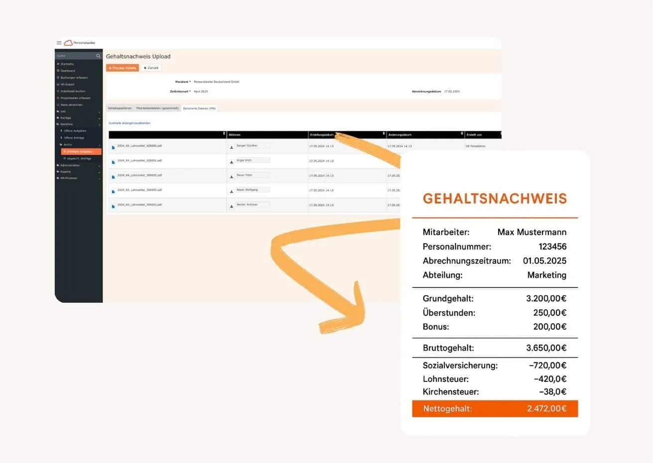 Gehaltsnachweis Upload