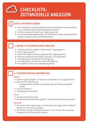 Vorschau Checkliste Vorschau Checkliste: Zeitmodelle anlegen