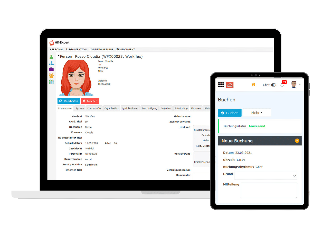 Einblick in Personalwolke HR Software mittels Mockup